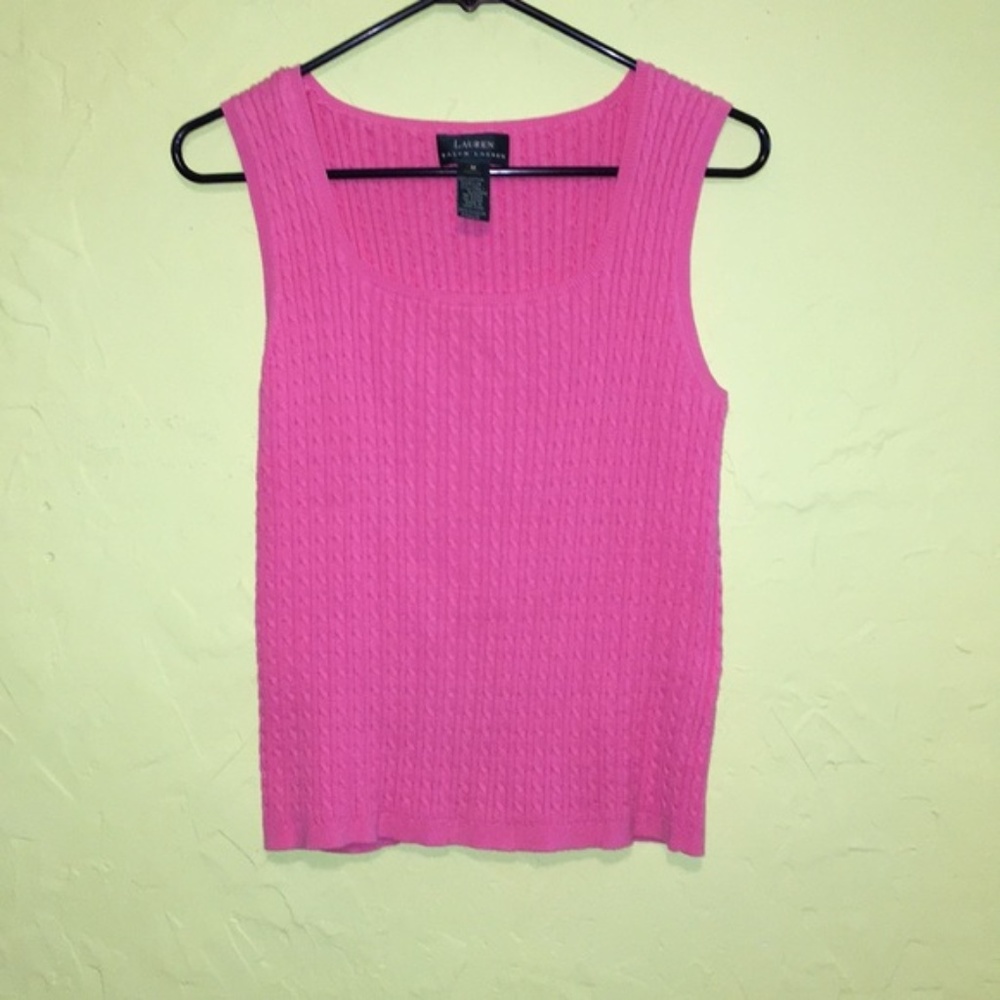 Pink Ralph Lauren Cable-Knit Sweater Tank/Vest